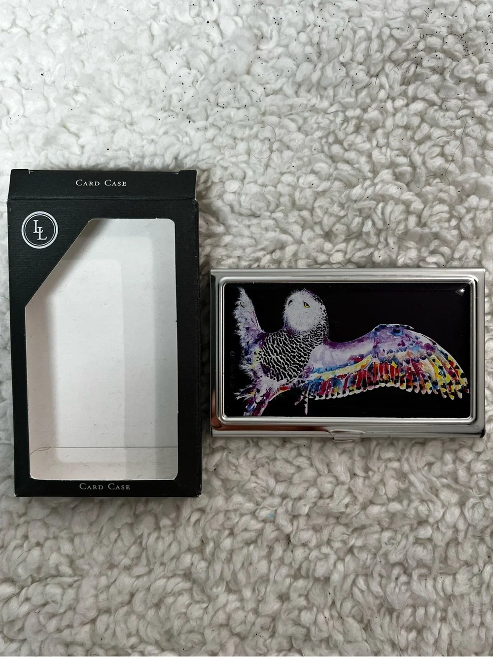 Lucy Lu Designs Owl Stainless Business Card Case